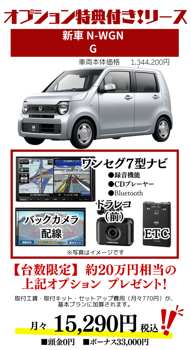 新車NWGNのカーリース見積もり